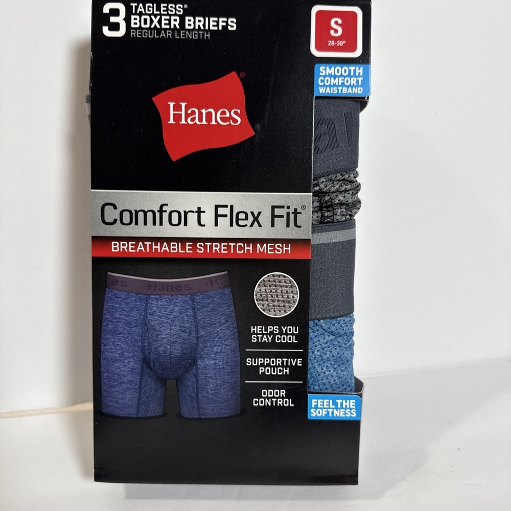 Hanes Men's Comfort Flex Fit Breathable stretch mesh Boxer Briefs Size S 3 Pack